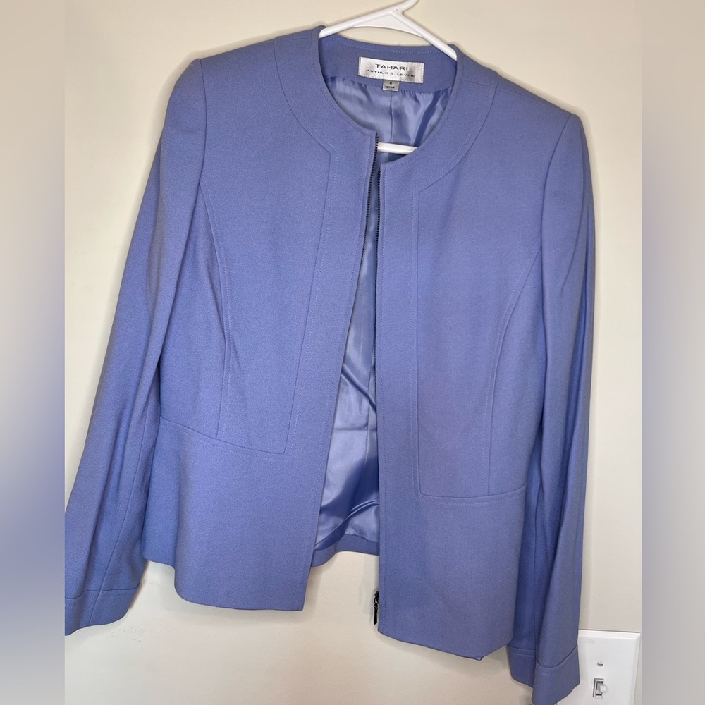 NWT TAHARI Arthur S. Levine Women's Lilac Purple Suit, Office Blazer, Zip Jacket